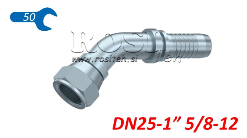 HYDRAULIC FITTING DKJ JIC74° FEMALE ELBOW 45° DN25-1 5/8-12