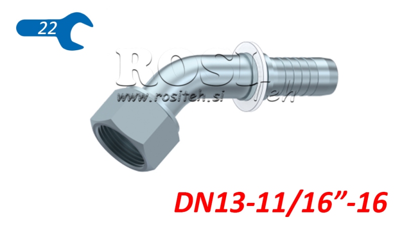 HYDRAULIC FITTING DKORFS FEMALE ELBOW 45° DN13-11/16-16