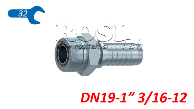 HYDRAULIC FITTING AGORFS MALE DN19-1 3/16-12