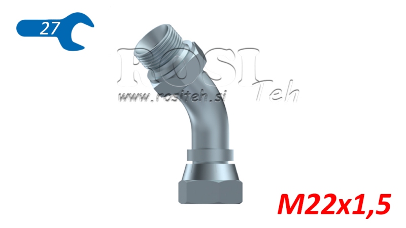 HYDRAULIK KNIE 45° BSP MÄNNLICH-WEIBLICH 22 x 1,5