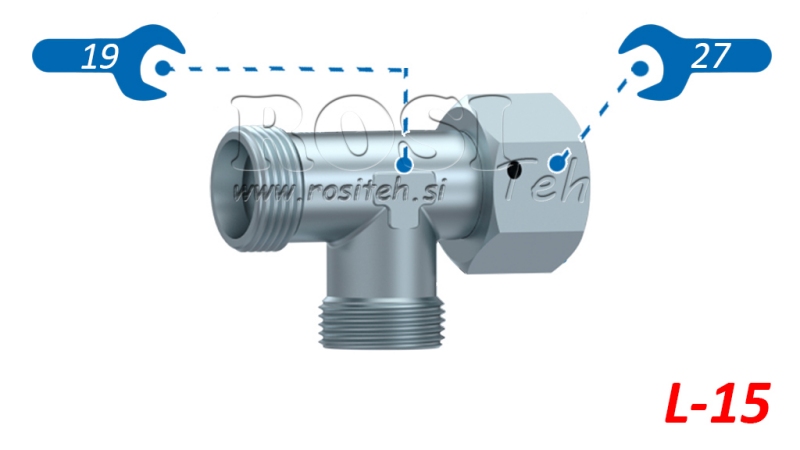 HYDRAULICKÝ T-KUS L-15 S BOČNOU OTOČNOU MATICOU M22X1,5