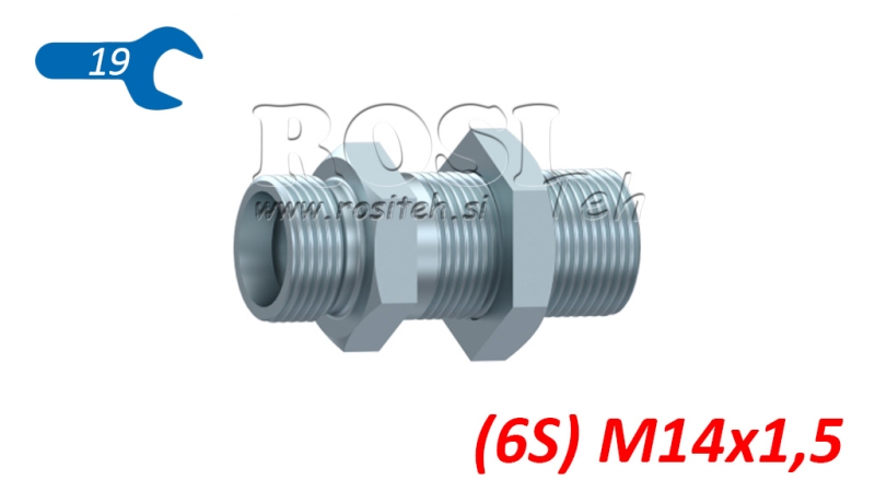 CONNETTORE PASSAPARETE IDRAULICO DOPPIO (6S) M14X1,5