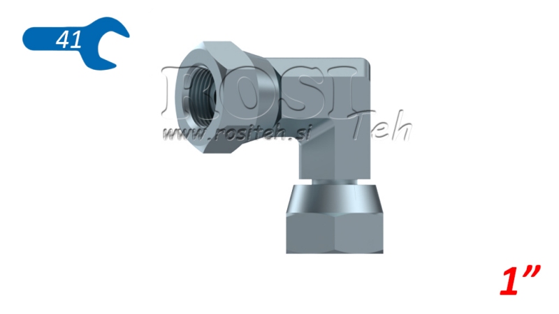 HYDRAULIC 90° SHORT ELBOW DOUBLE SWIVEL NUT BSP 1