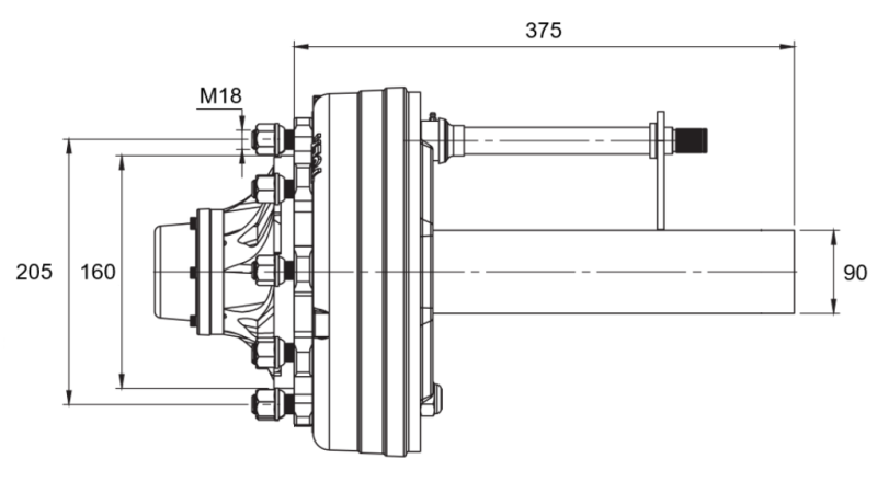 PÓŁOŚ Z HAMULCAMI - 5250 kg (6 ŚRUBKI) - 290 mm
