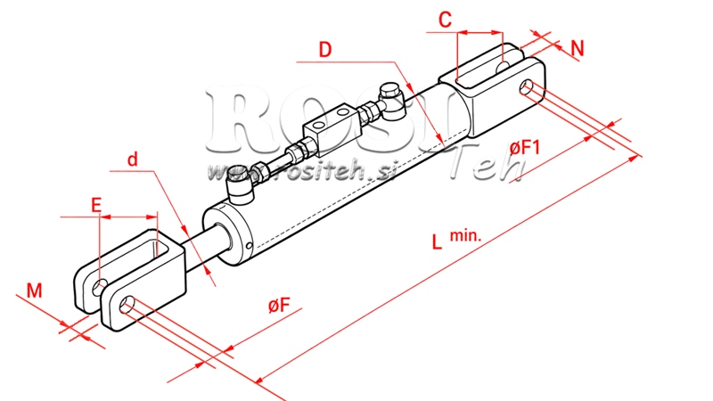HYDRAULICKÝ STABILIZÁTOR NA DOLNÚ TYČ RIADENIA  - HURLIMANN 70/35min.550 tip (1) fi 24/