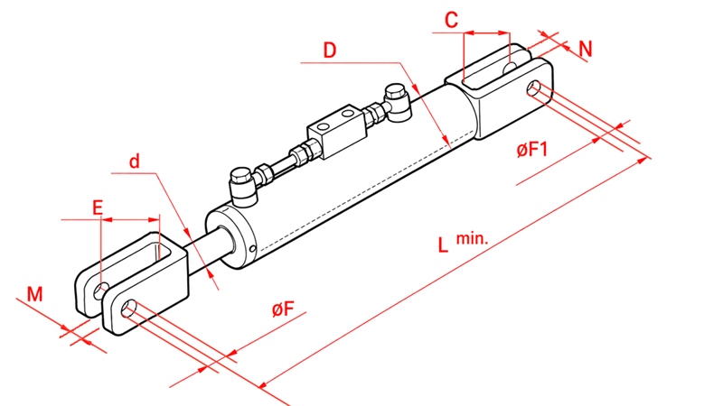 HYDRAULICKÝ STABILIZÁTOR NA DOLNÚ TYČ RIADENIA  - LANDINI 60/30min.380 tip (1) fi 18/19