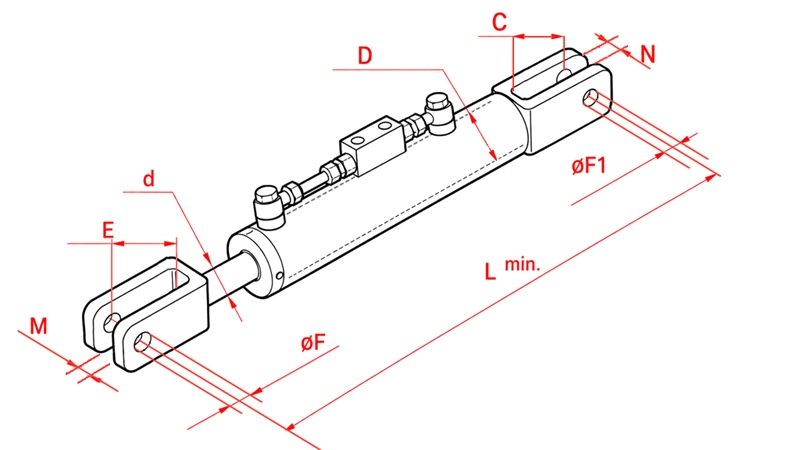 HYDRAULIC SIDE LINK - FIAT - NEW HOLLAND 60/30MIN.390 TYPE (1) Φ 25/19