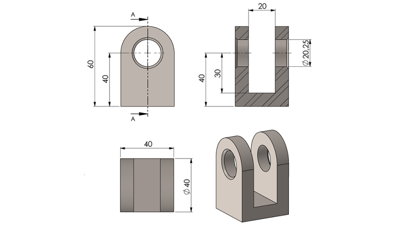 GAFLER TIL CYLINDER 40MM - FI20