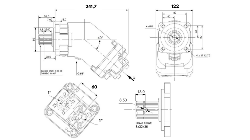 HYDRAULIC CAST IRON PUMP 107CC BANANA