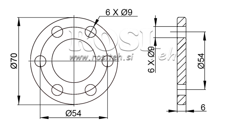P.T.O. ADAPTER WITH FLANGE 6 HOLES 1