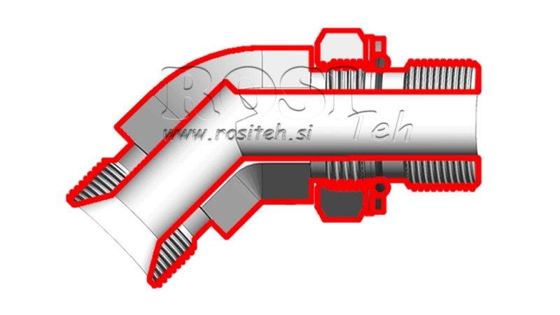 KNIE 45°MÄNNLICH-MÄNNLICH - ANPASSEND 3/8-1/4