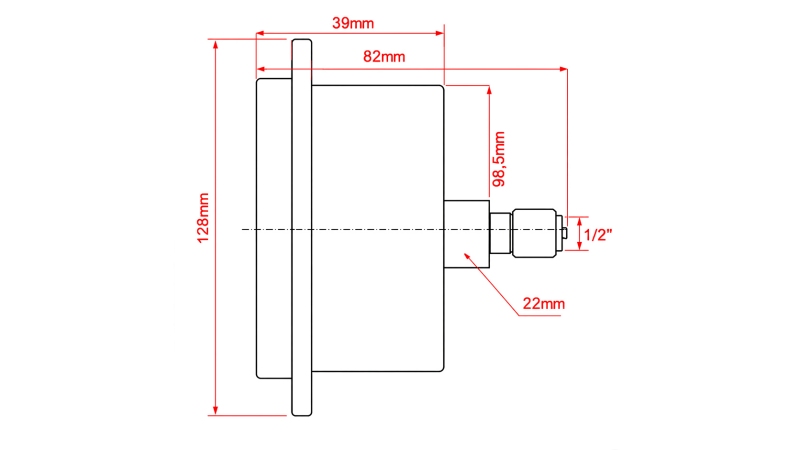 MANOMETER DN100 REAR 0 - 400 BAR - 1/2