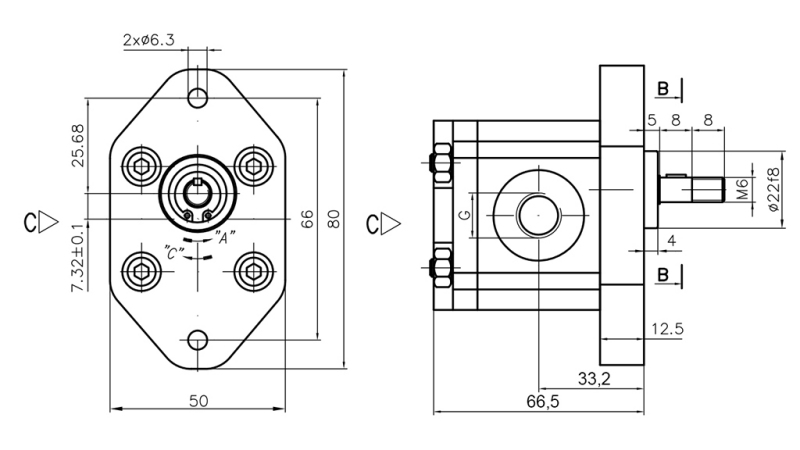 BOMBA HIDRÁULICA 00C1.5X032 GR.0 - 1,5cc - DIREITA