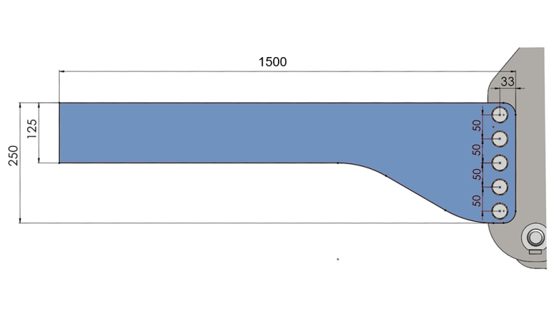 UNIWERSALNA KONSOLA MONTAŻOWA DO HYDRAULIKI PRZEDNIEJ CIĄGNIKA CAT. 2 & CAT. 3 (1500 mm)