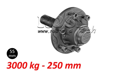 DEMI-ESSIEU SANS FREINS - 3000 kg (6 VIS) - 250 mm