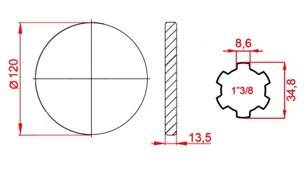 ADAPTADOR CARDÁN CON BRIDA 1-3/8 (125 mm)