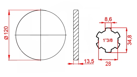 KARDANADAPTER MED FLENS 1-3/8 (125 mm)