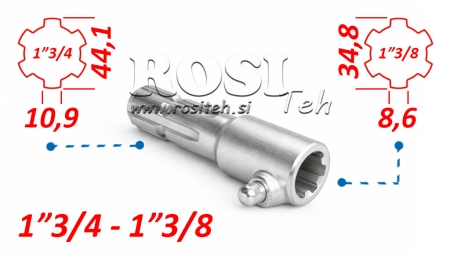 P.T.O. ADAPTER WITH PIN from 1”3/8 to 1”3/4