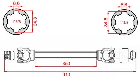 ECO GELENKWELLE 910mm 30-75PS MIT FREILAUFKUPPLUNG