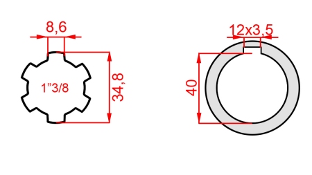 PTO ADAPTER 1-3/8 - HOLE fi 40 mm (160 mm)