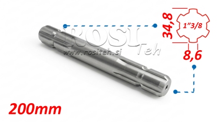 P.T.O. ADAPTER 13/8 MOLEMMILTA PUOLELTA L=200