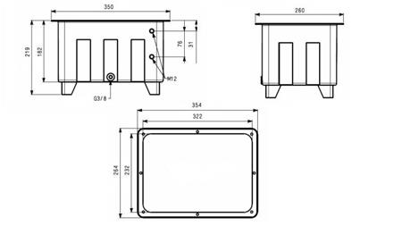 RESERVOIR FOR HYDRAULIC AGGREGATE TYPE MPN 12 LIT - dimensions