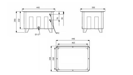 RESERVOIR FOR HYDRAULIC AGGREGATE TYPE MPN 25 LIT - dimensions