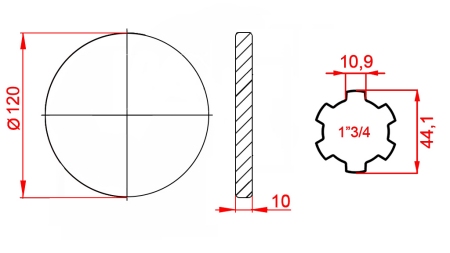 KARDANOVÝ ADAPTÉR S PRÍRUBOU 1-3/4 (120 mm)