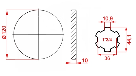 ZAPFWELLENADAPTER MIT FLANSCH 1-3/4 (120 mm)