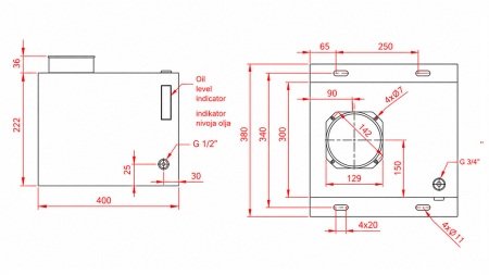METAL RESERVOIR BOX PP 25 LITRE HORIZONTAL-VERTICAL