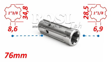 P.T.O. ADAPTER ADAPTER 1''1/8:sta 1''3/8:aan L-76mm