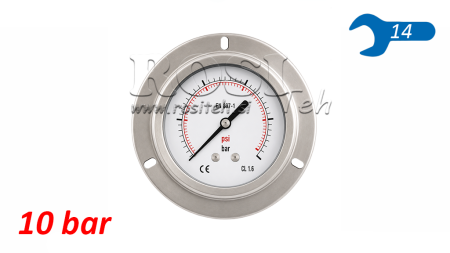 MANOMETER DN63 REAR 0 - 10 BAR - 1/4