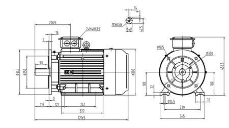 18,5kW-ELEKTROMOS MOTOR Y3 180M-4_1470forgás 3Faz lábak+karima-B3B5