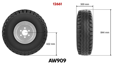 11.5/80-15.3 TIRE AW909 14PL WITH RIM 9.00X15.3