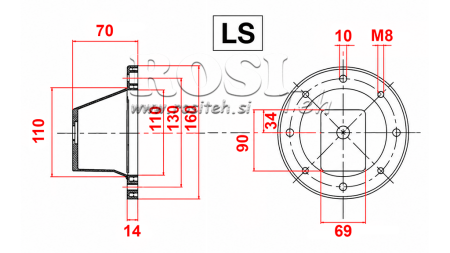 HYDRAULICKÁ PRÍRUBA - ZVON LS161 (EM0,25-0,37kW/GR1)