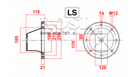HYDRAULICKÁ PRÍRUBA - ZVON LS255 (EM2,2-4kW/GR3)