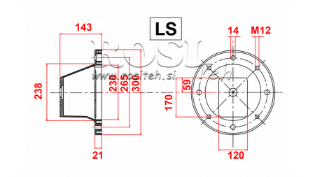 HYDRAULICKÁ PRÍRUBA - ZVON LS302 (EM5,5-9kW/GR3)