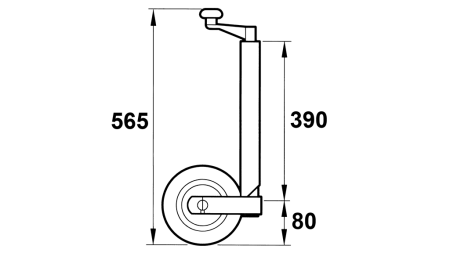 THREADED SUPPORT LEG WITH WHEEL FOR TRAILERS 190MM - 75KG