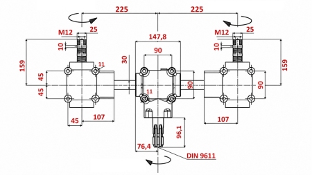 REDUKTORIŲ RINKINYS 1:1,3 (27HP-20kW) MĖŠLO KRATYTUVUI L:450 - ALU
