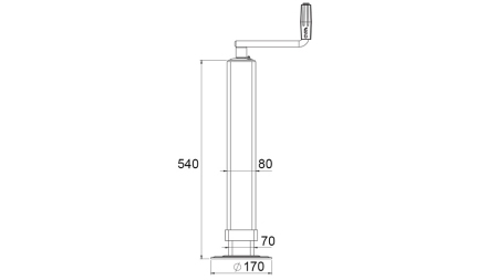SRIEGINĖ ATRAMINĖ KOJA (AUKŠTIS 540 mm - EIGA 380 mm) - 1.200 kg