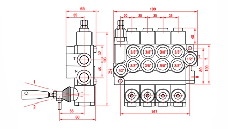 HYDRAULICKÝ RUČNÝ VENTIL – 4-SEKČNÝ ROZVÁDZAČ 4xR40 ECO