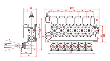 HYDRAULICKÝ RUČNÝ VENTIL – 6-SEKČNÝ ROZVÁDZAČ 6xR40 ECO