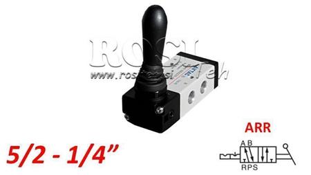 PNEUMATICKÝ MANUÁLNY VENTIL 5/2 1/4 PRT-0852-ARR MANUÁLNY NÁVRAT