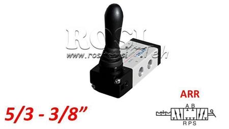 VALVOLA MANUALE PNEUMATICA 5/3 3/8 PRT-0852-ARR RITORNO MANUALE