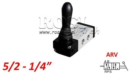VALVOLA MANUALE PNEUMATICA 5/2 1/4 PRT-0852-ARV RITORNO CON MOLLA