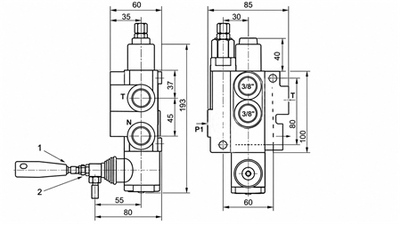RUČNÝ HYDRAULICKÝ VENTIL MONOBLOKOVÝ 1xZ50
