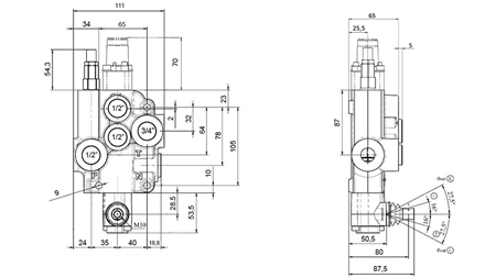 RUČNÝ HYDRAULICKÝ VENTIL MONOBLOKOVÝ 1xZ80 + PLÁVAJÚCA FUNKCIA