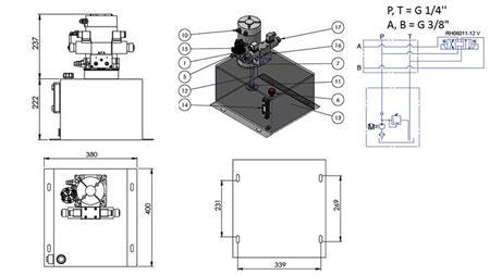 MINI HIDRAULIČKI AGREGAT 12V DC - 1.6kW = 2.1cc - 25 lit - dvostrana montaža (metal)
