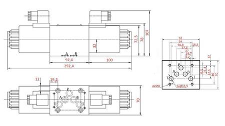 HYDRAULICKÝ ELEKTROMAGNETICKÝ VENTIL KV-4/3 CETOP 5 12/24/230V N2