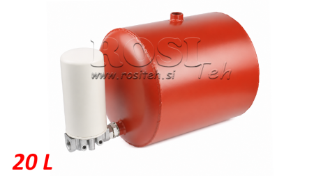 NÁDRŽ KOVOVÝ 20 LITER OKRÚHLY FI 300mm - VÝŠKA 330mm S FILTROM